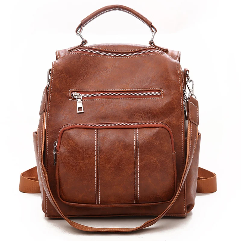 

Vintage Back Pack Women PU Leather Backpacks Shoulder Bag Bagpack Ladies Travel Backpack Mochilas School Bags For Teenage Girls