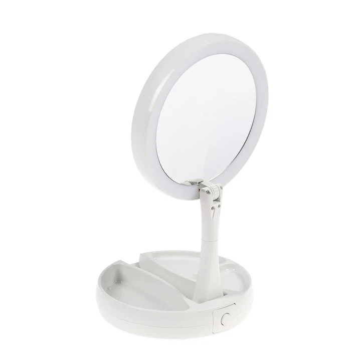 Зеркало LuazON KZ-09 подсветка настольное 30 × 16 см увеличение х 10 USB белое - купить по