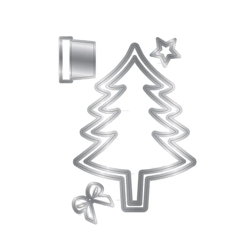 Новогодняя елка металлическая высечка и подарок звезда высечки для изготовления