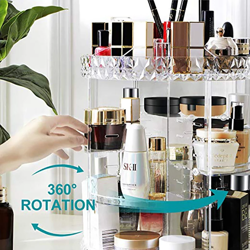 Вращающийся акриловый прозрачный ящик для хранения дома Настольный