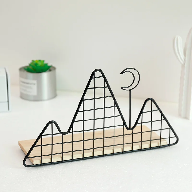

Nordic Ins Solid Wood Mountain Shape Bulkhead Wall Mount Wall Decoration Creative Living Room Bedroom Sundries Storage Rack