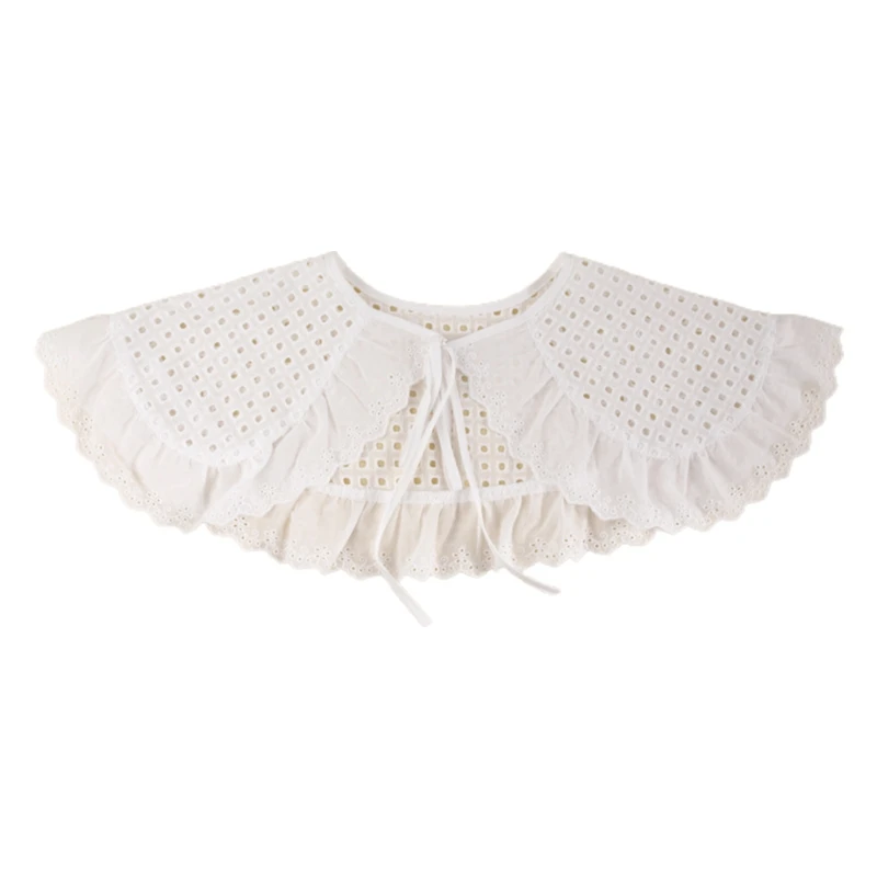 

L5YA Doll Neck with Eye Catching Ruffled Selvege Decorative Collars Lace Made