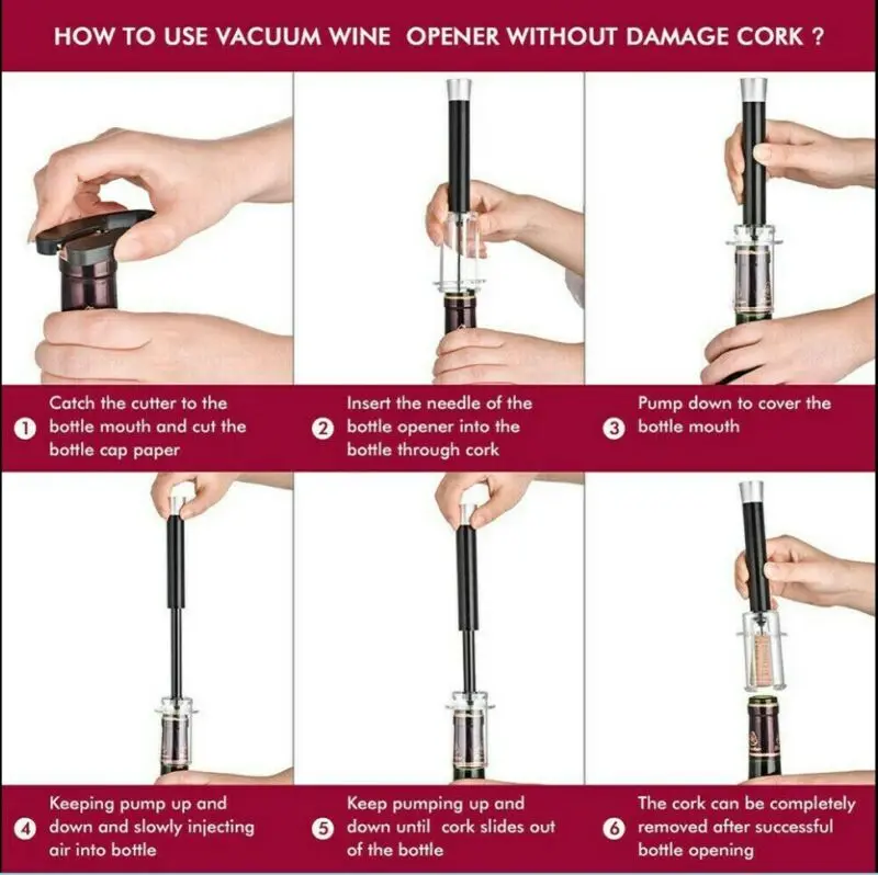 

4 Pcs/set Red Wine Opener Air Pressure Pump Bottle Opener Corkscrews With Vacuum Stopper & Wine Pourer Bar Kitchen Gadgets New
