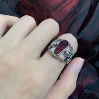 vintage punk skull red gem ring for men women vintage cool punk rings for male hip hop jewelry accessories for nightclubs bars