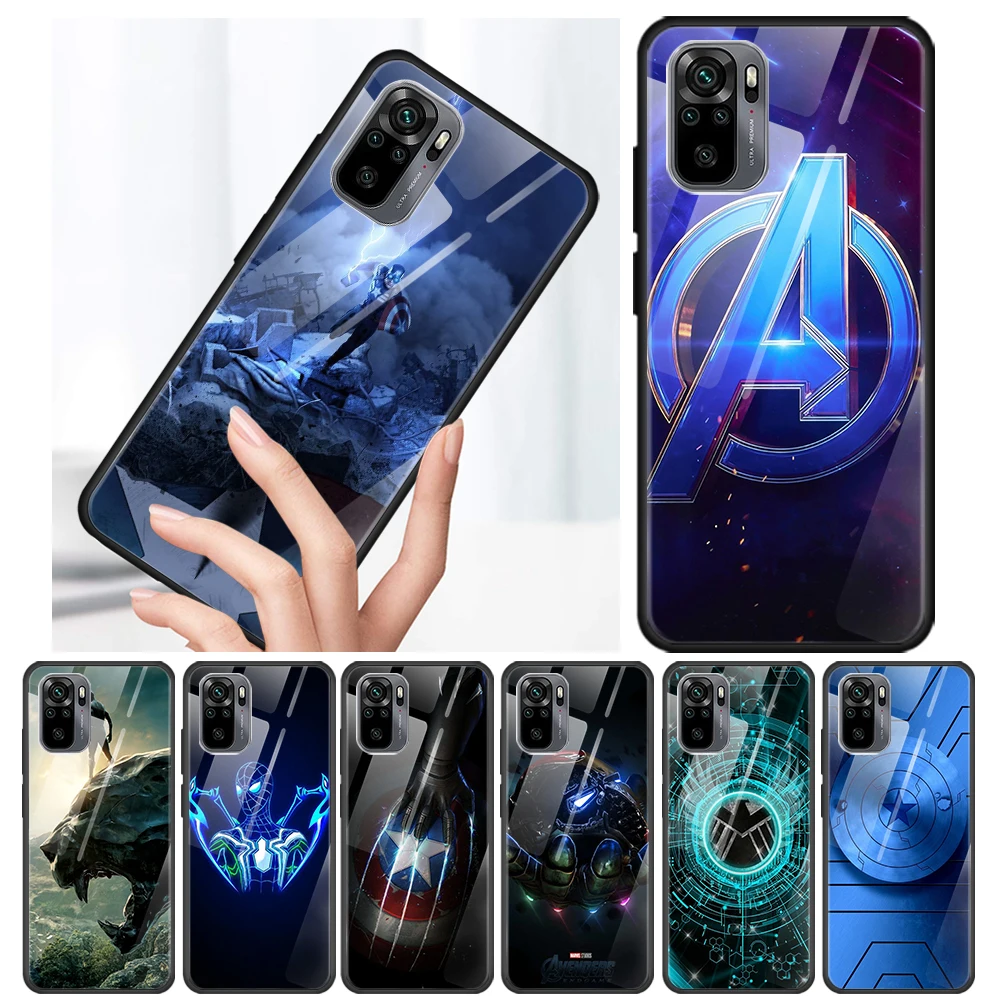 

Avengers Captain America Tempered Glass Cover For Xiaomi Redmi Note 10 10S 9 9T 9S 8T 8 9A 9C 8A 7 Pro Max Phone Case