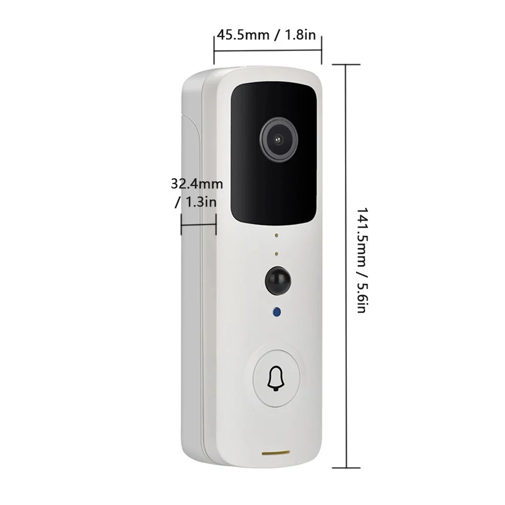 

Wireless Video Doorbell 720P 166 Degree Wide Angle Visual Real-time Intercom Wi-Fi Video Bell 2-Way Talk Home Security Camera