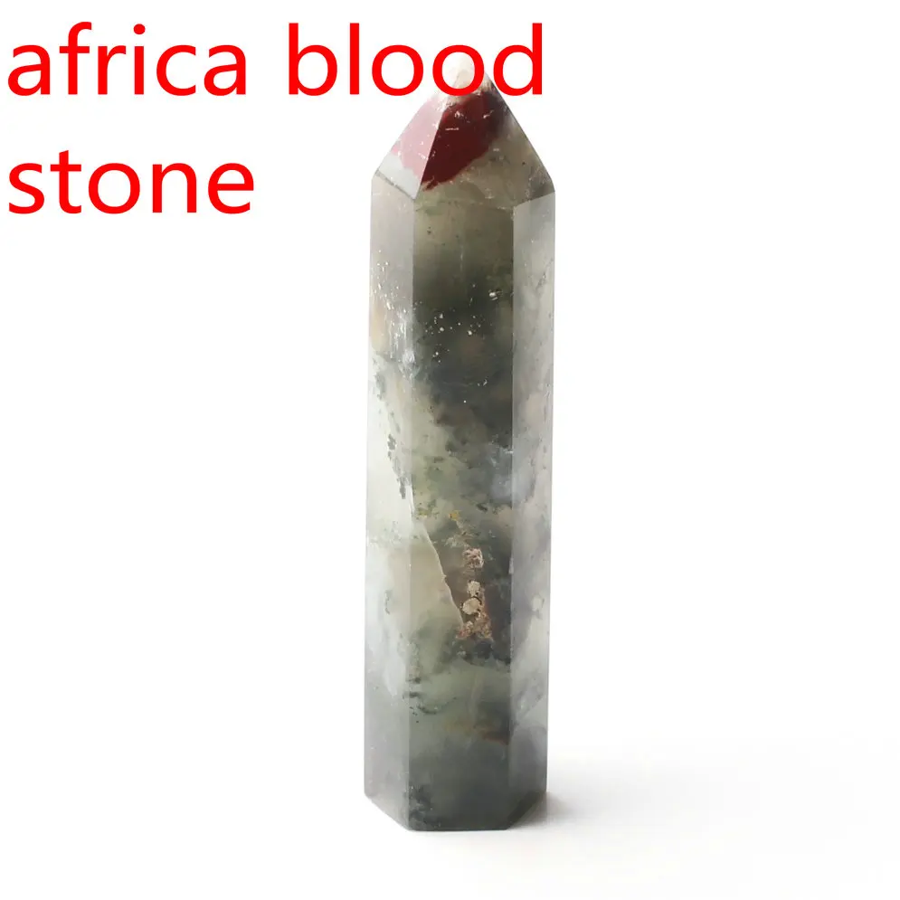 africa blood stone Кристалл обелиск точка палочка ювелирные изделия Красочные Флюорит розовый кварц исцеление чакры в рейки декоративная статуэтка Фигурное ожерелье подарок - Цвет: africa blood stone