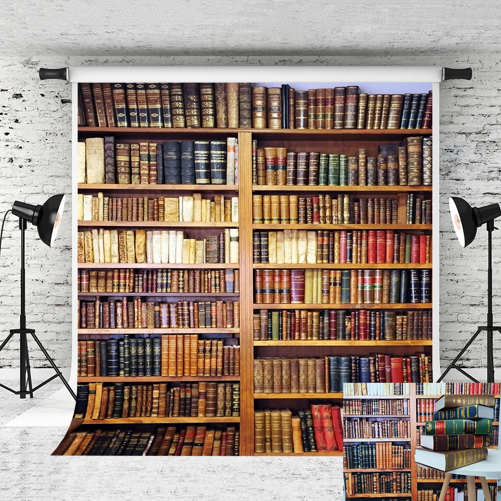 Винтажный фон для фотосъемки с книжным шкафом 10 х10 футов в стиле ретро |