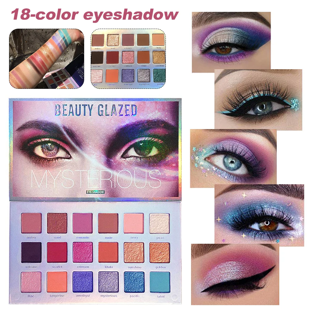 18 цветов флуоресцентные радужные тени для век Палитра сильно пигментированные