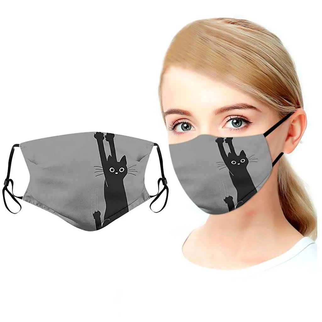 

1pc Washable Face Mask Funny Animal Cat 3d Printed Cloth Face Mouth Masks With 2pc Pm2.5 Filters Reusable Protective Mascarillas