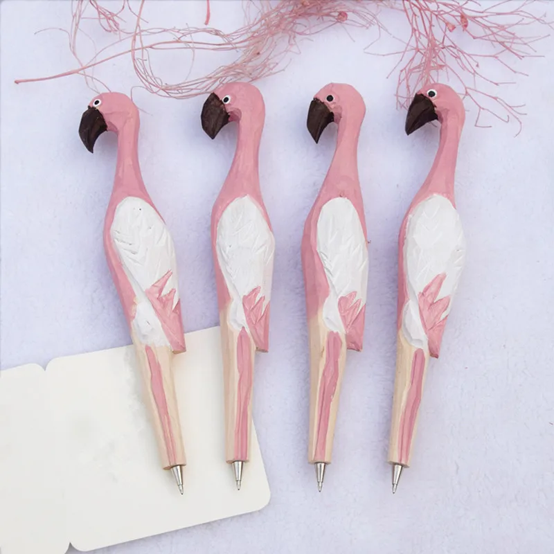 

Ручка гелевая ручка ручной работы с резьбой по дереву, стилус с черными чернилами в форме животного, кавайные Канцтовары для подписей, детск...