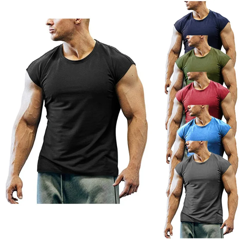 

Sales New Slim-Fit Short-Sleeved Men's T-shirt Teenagers Muscle Workout Men's T-shirt plus Size Men's Clothing