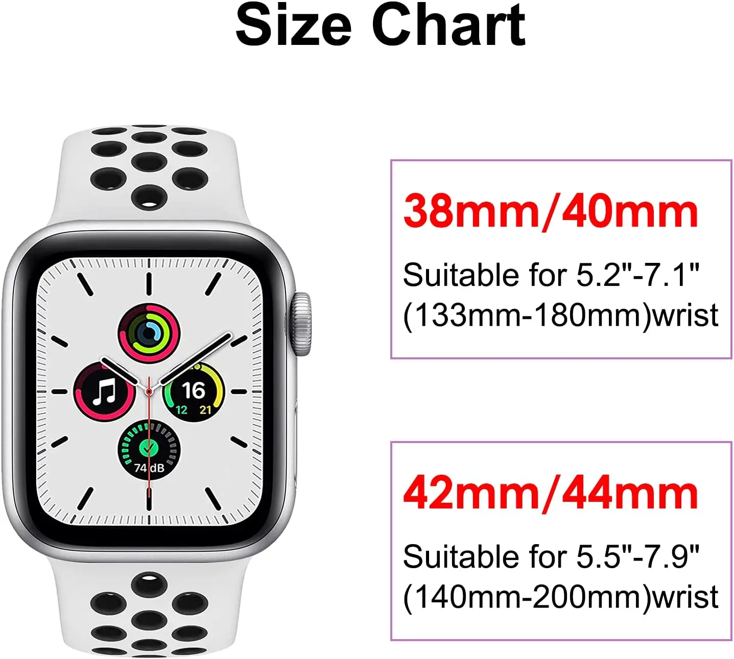 Ремешок силиконовый для Apple Watch band 44 мм 40 38 42 мягкий воздухопроницаемый браслет