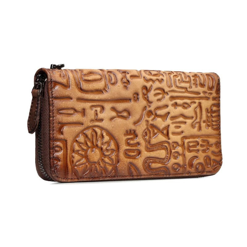 Сумка на молнии из натуральной кожи удлиненный женский кошелек тисненый узор Oracle