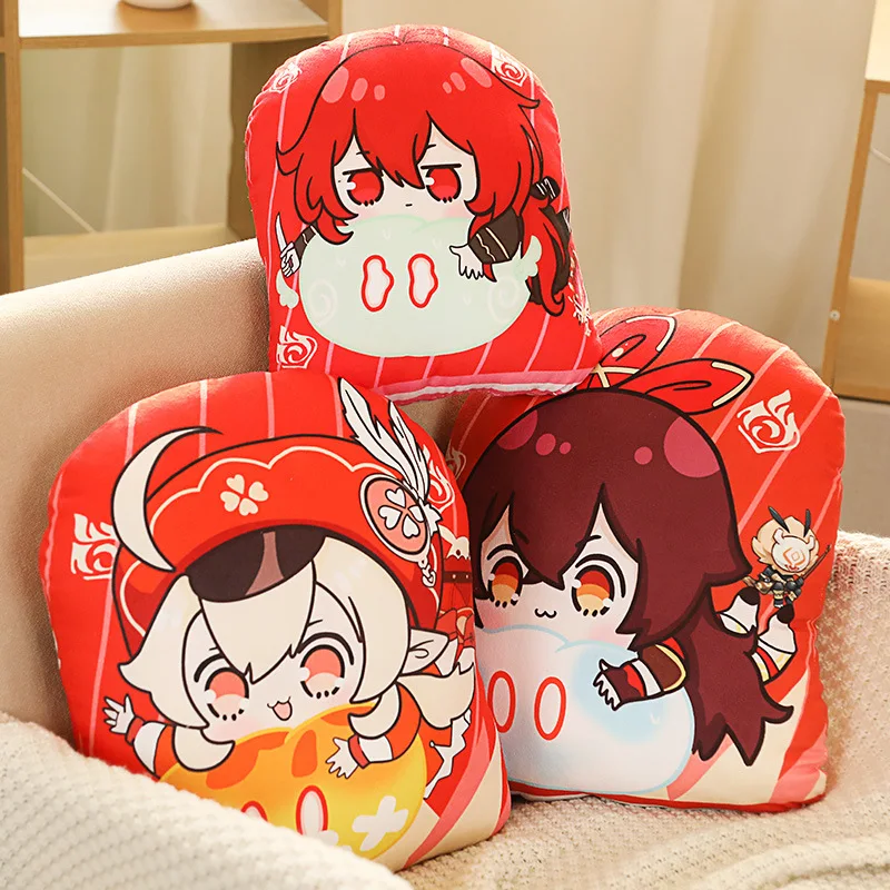 

Genshin Impact Cushion Cute Zhongli Xiao Keqing Tartaglia Venti Klee Diluc Plush Doll Soft Stuffed Cushion Kids Pillow Toys