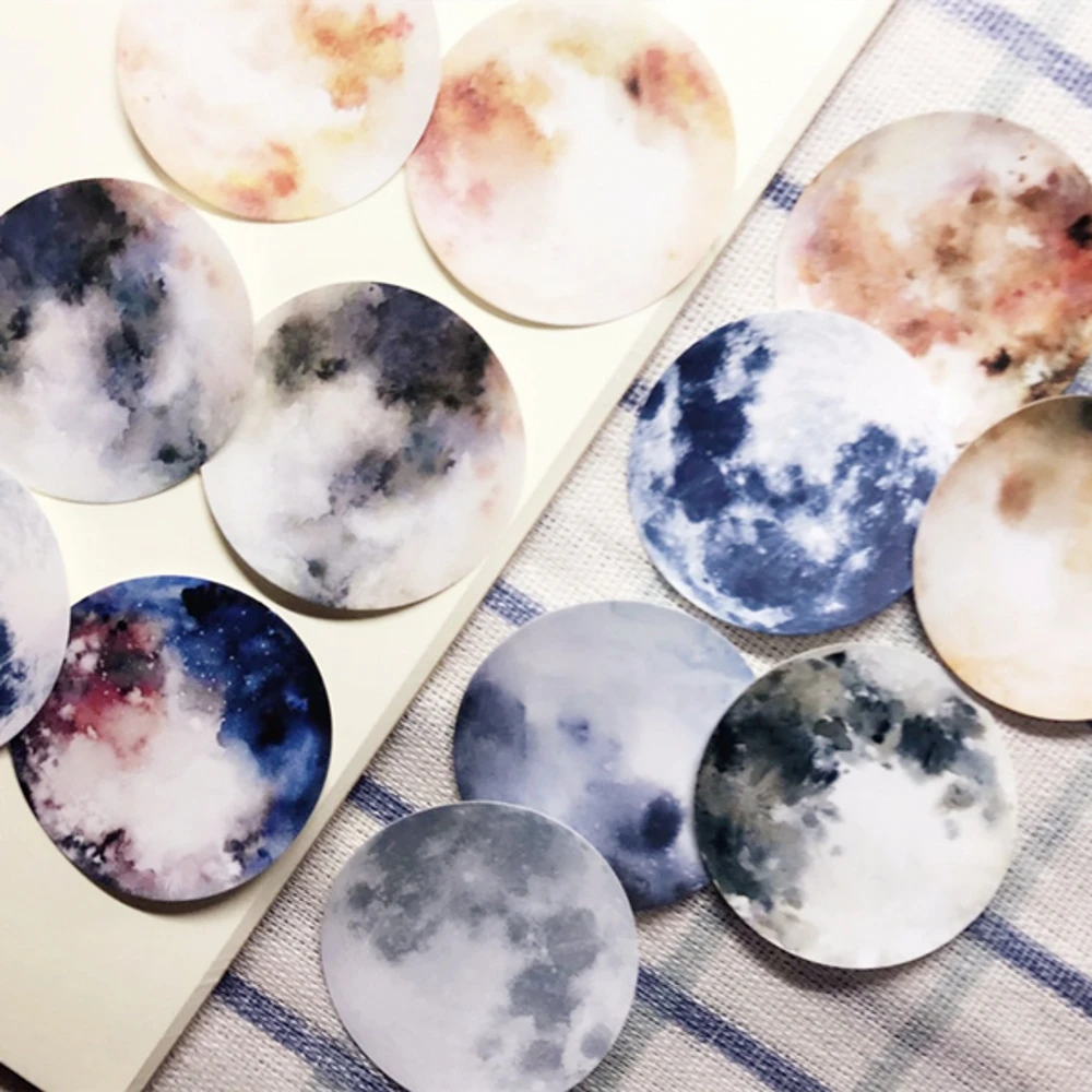 12 шт./компл. Ретро винтажный круглый планета Луна Стикеры набор для скрапбукинга