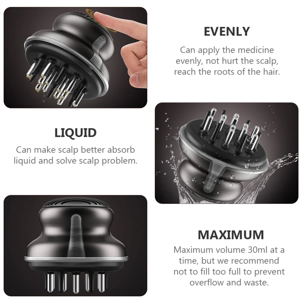 

Scalp Applicator Comb Massager Multiple Functions Oil Dispense Hairbrush (Grey)