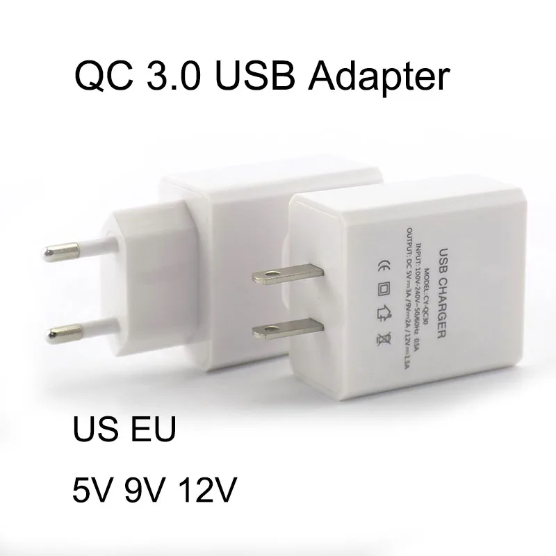 

Quick Charging Adapter QC 3.0 Wall Charger EU US Plug 5V/9V/12V 18W 1 Port For Smartphone Qualcomm Fast Rapid Home Electron U27