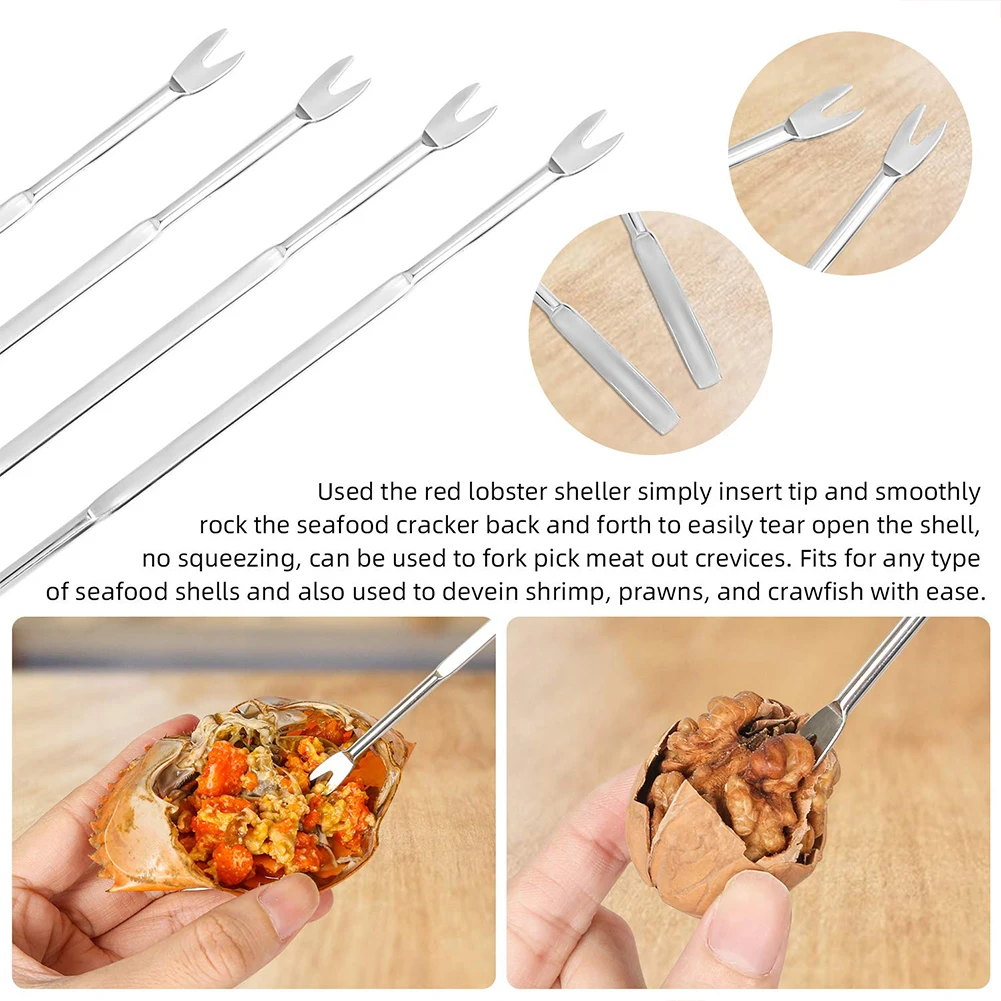 13pcs Nuts Opener Professional Kitchen Sheller Crab Cracker Picnic Storage Bag Seafood Tool Set Zinc Alloy Lobster Picks Shrimp | Дом и сад