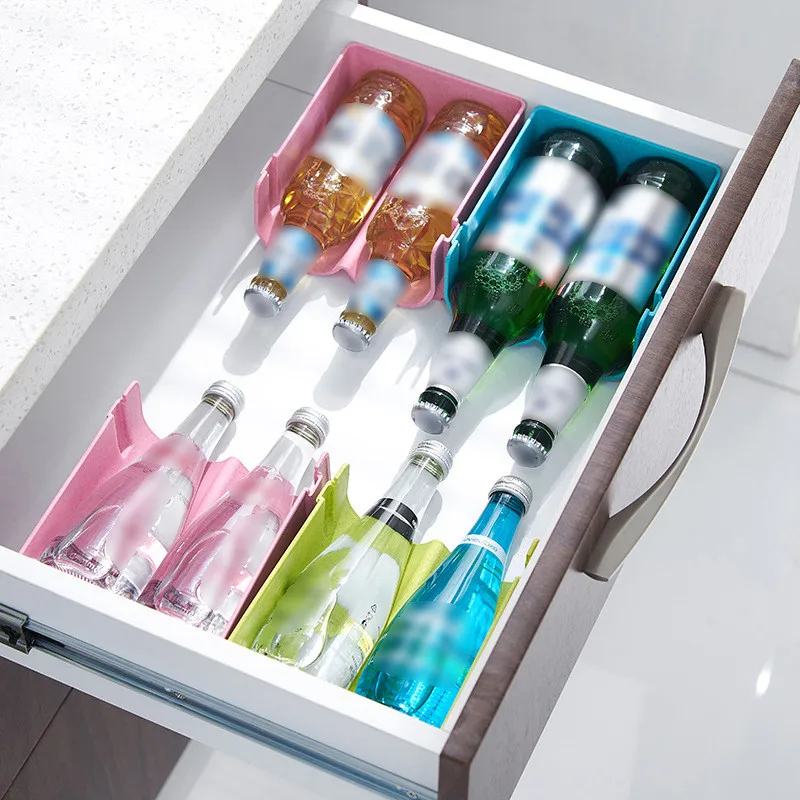 1pc Beverage Cans Storage Fixed Shelf Fridge Space Saving Organizer Drink Bottle Holder Stackable Box Red Wine Display Rack Case | Дом и сад