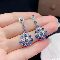 fine jewelry 925 pure silver chinese style natural sapphire girl luxury trendy flower gemstone earrings eardrop support detectio