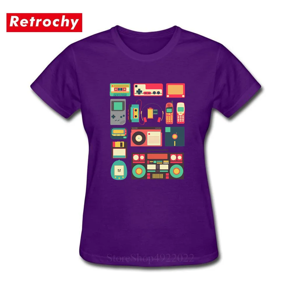 Ретро технология женская футболка винтажная хлопок короткий рукав классная