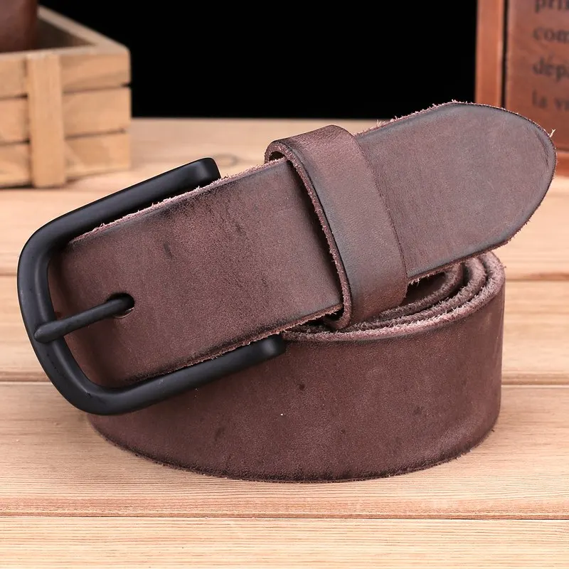 

vintage belts for mens luxury 100% real high quality full grain genuine leather 2020 jeans cowboy casual 3.8 cm gray 125cm 130