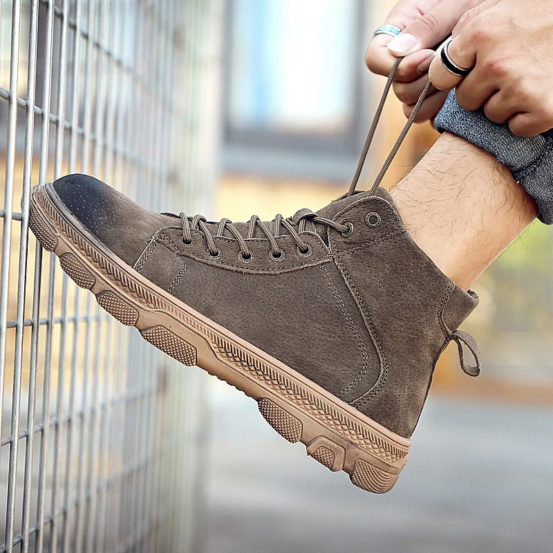 Мужские уличные ботинки в байкерском стиле Зимние ботильоны ретро теплые