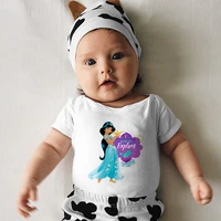 summer newborn bodysuits kawaii disney princess toddler romper white black printing unisex baby breathable jumpsuit harajuku