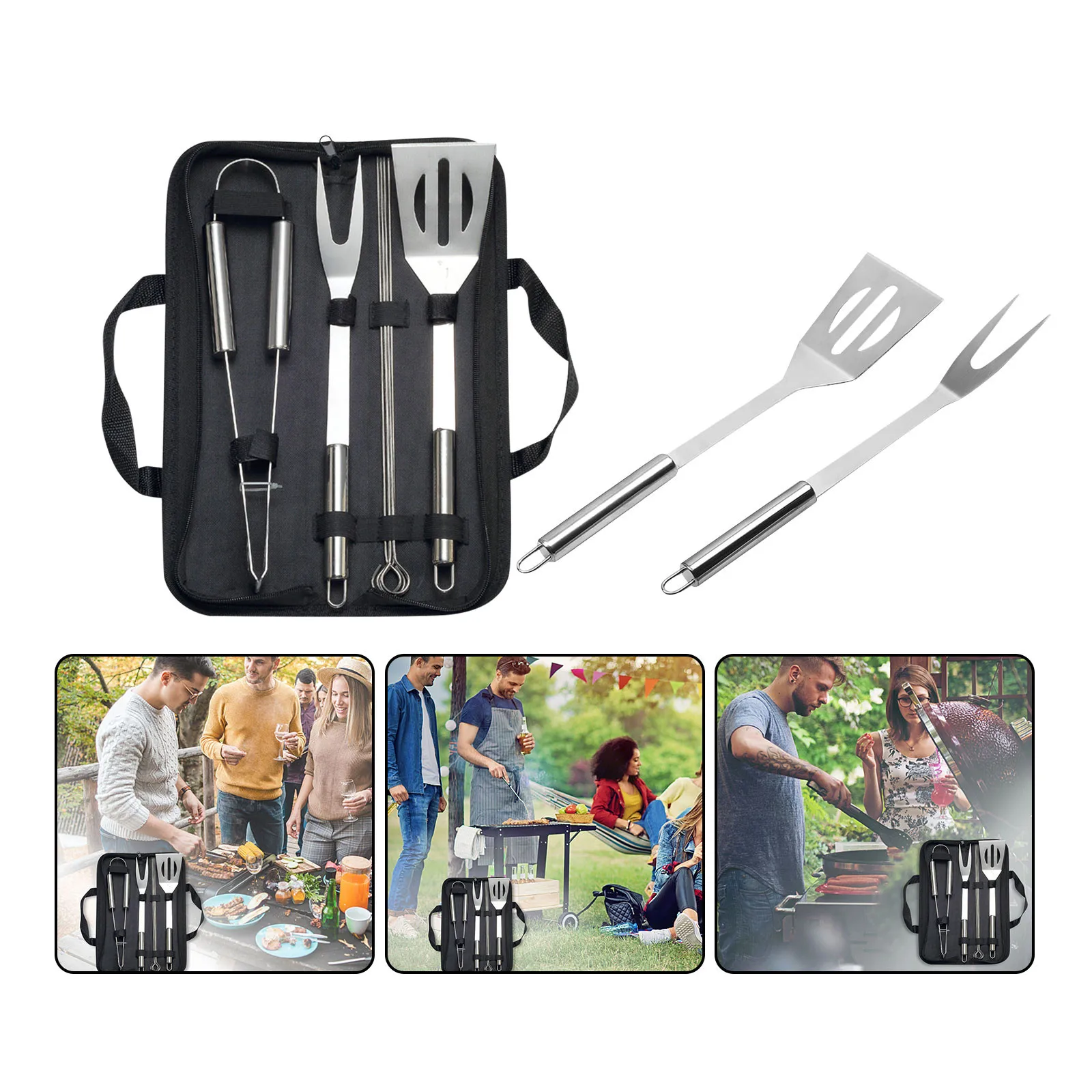 

BBQ Grill Tool Set Stainless Steel Barbecue Grilling Tools Outdoor Camping Cooking Tools Set BBQ Grill Accessories Kit with Bag