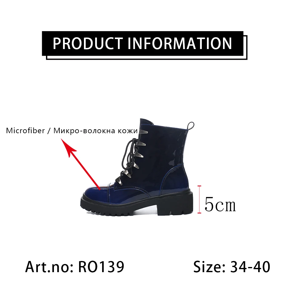 

RJN Autumn Fashion Women's Boots Comfortable And Breathable Microfiber Platform Martin Boots Lace-up Women's Ankle boots RO139