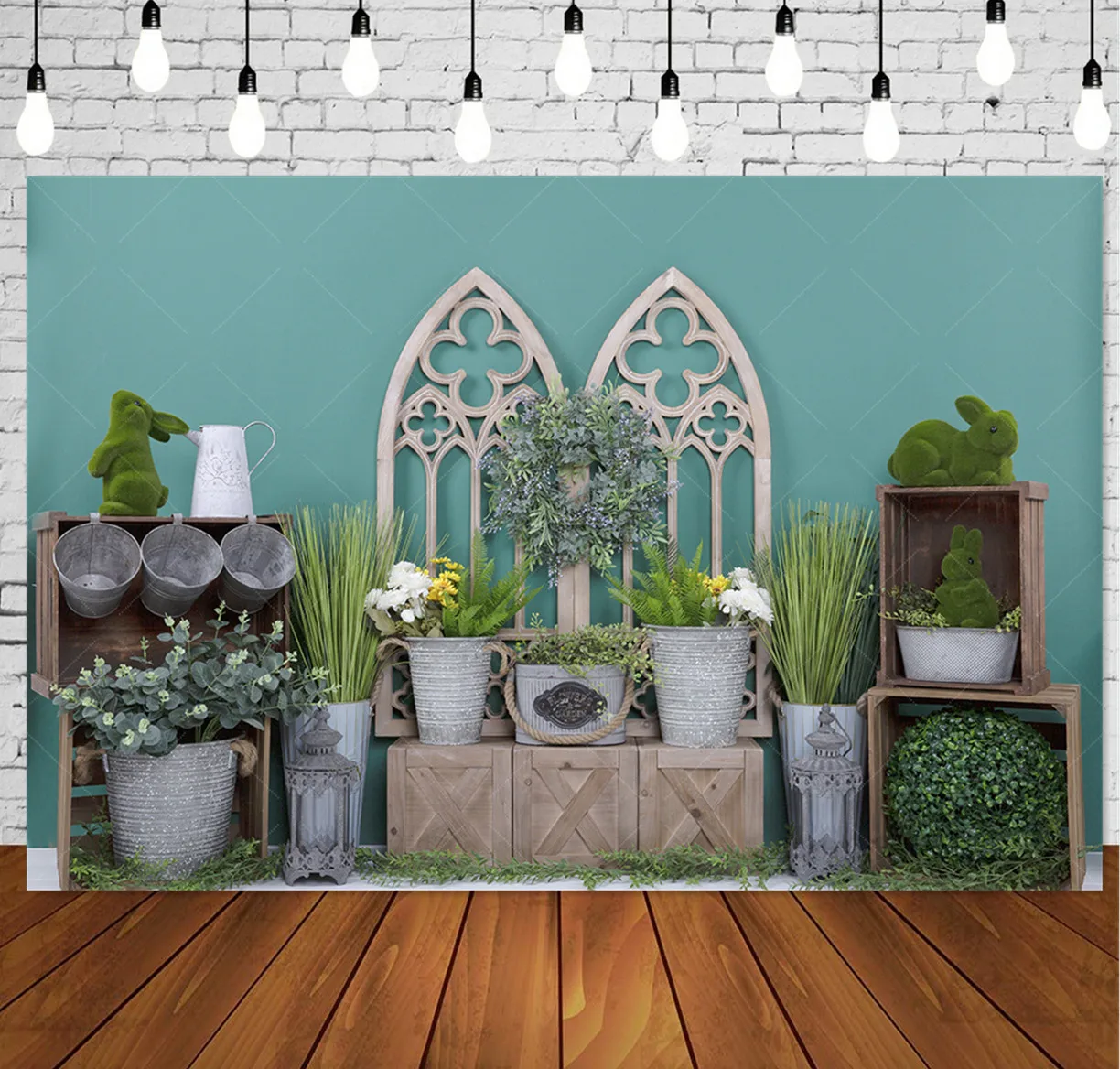 

Easter Spring Photography Backdrops Newborns Baby Child Kids Birthday Cake Smash Floral Green Photo Background Decor Studio Prop