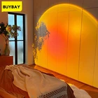 Атмосферу светодиодный ночной Светильник USB Rainbow Sunset проектор Настольная лампа для дома кофе магазин фон украшение стены