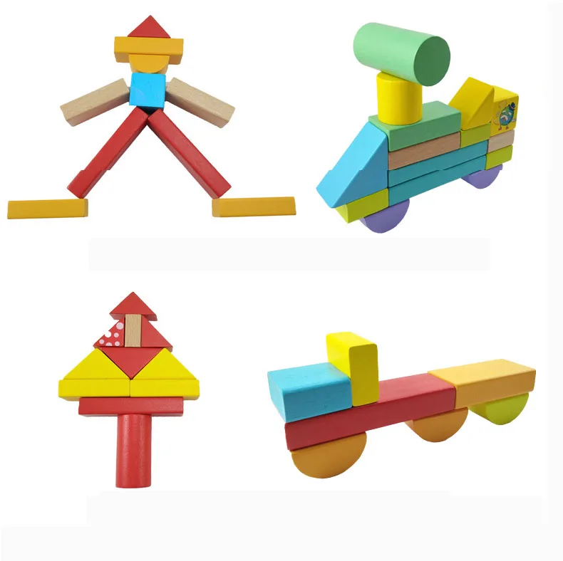 100 шт Детские сборные головоломки деревянные блоки образование прозрение