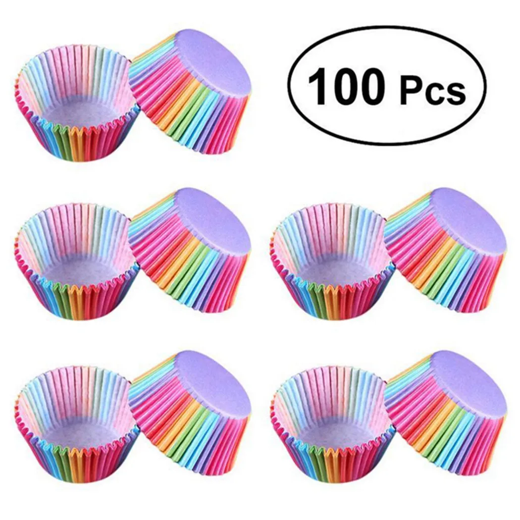 

100PCS 7*5*3CM Rainbow Cupcake Cases Baking Cases Muffin Wrapper Paper For Wedding Party Made Of High-quality Materials