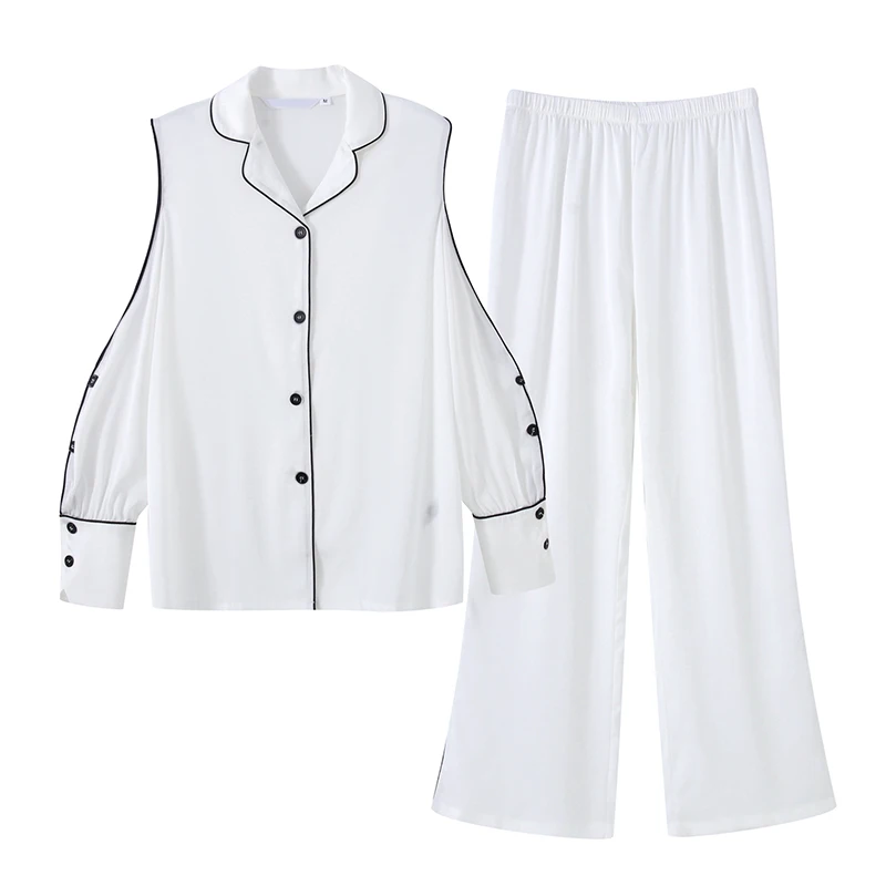 Новинка 2020 Лидер продаж летняя тонкая Пижама пижамный комплект топ с длинными