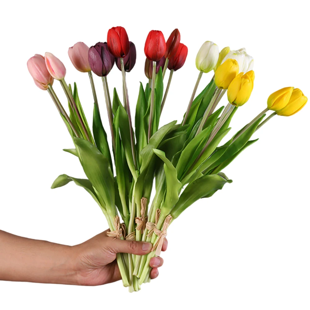 5pcs Artificial Tulip Flowers Single Long Stem Bouquet 40cm Wedding Fake Flower Home Decor Real Touch Simulation Plant | Дом и сад