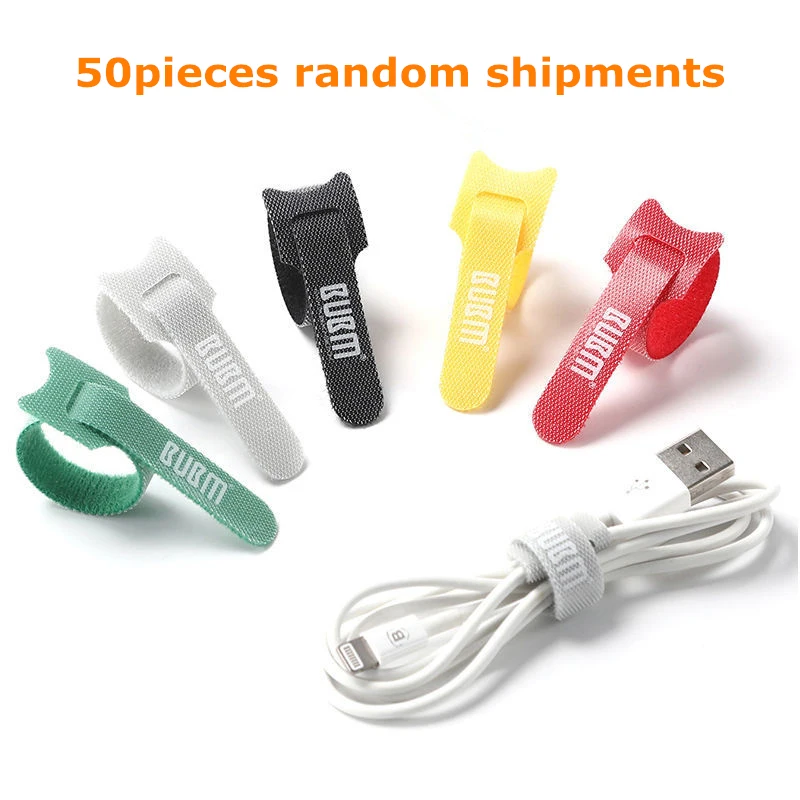 

50PCS Cable Organizer Ties USB Cable Winder Mouse Wire Earphone Holder HDMI Cord Free Cut Management Phone Hoop Tape Protector