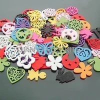 500pcs dyed wood wooden beads pendant carved various designs pattern approx 25mm assorted color filigree engraved