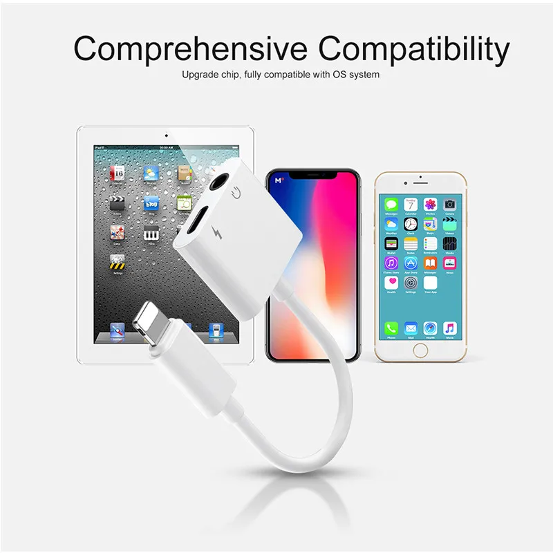 2 в 1 адаптер для iPhone XR X XS MAX 7 8 Plus Кабель с разъемом Lightning и зарядным устройством 3 5