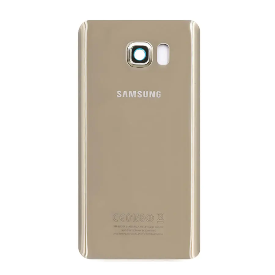 Чехол для задней крышки корпуса note5 для samsung Galaxy Note 5 N920 N920F с объективом, крышка для батареи, задняя крышка, замена стекла - Цвет: Gold With Lens