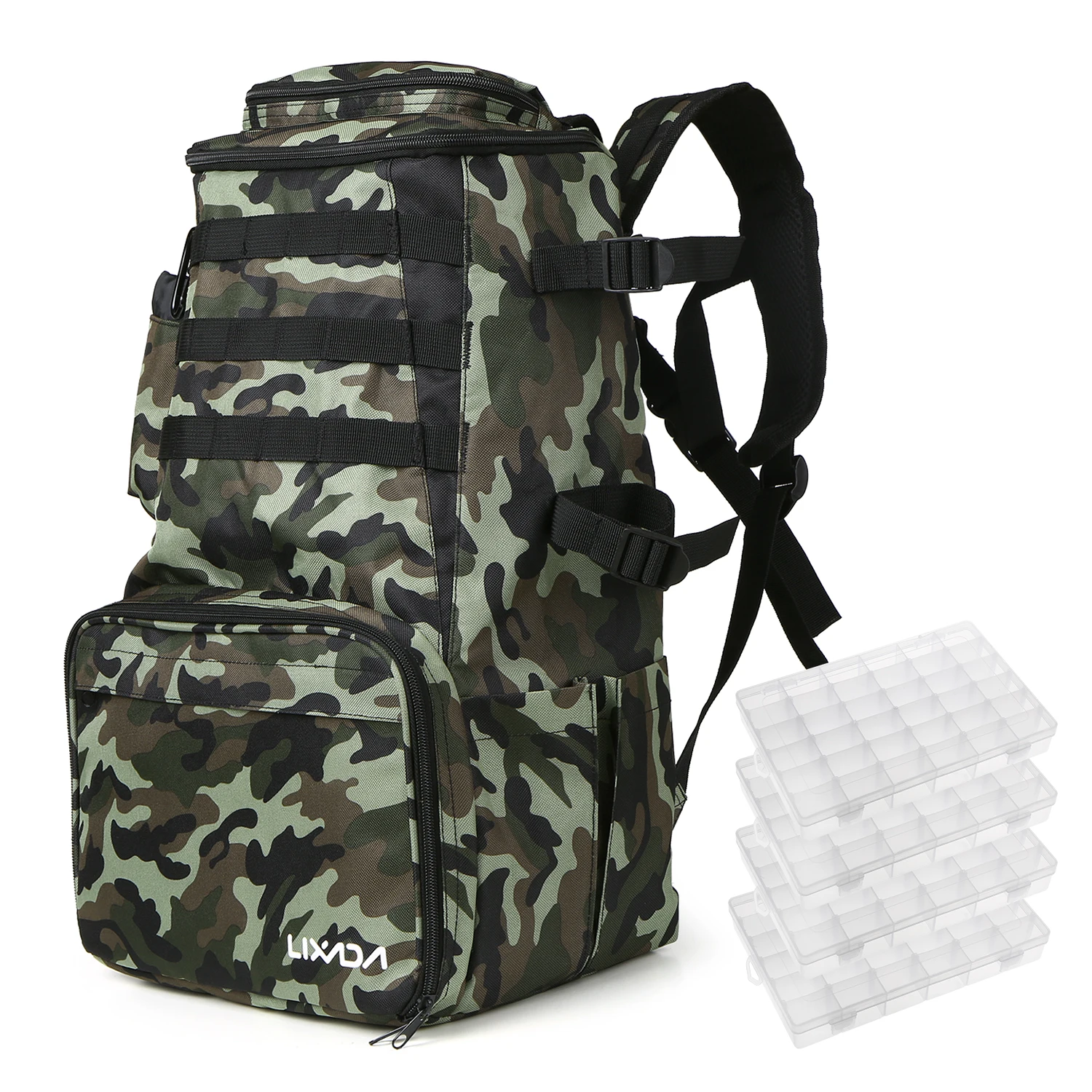 Рюкзак Lixada для рыболовных снастей с 4 коробками водонепроницаемый рюкзак ловли