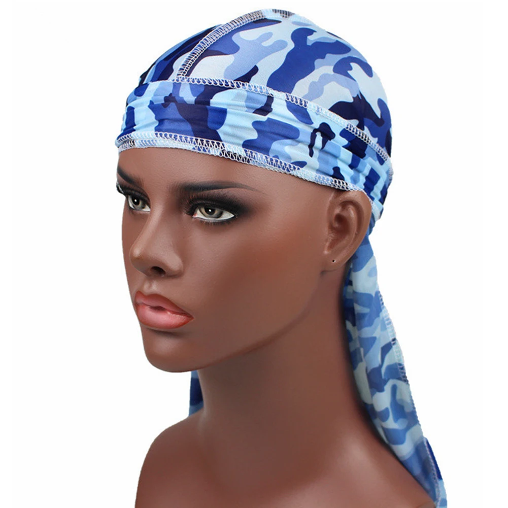 Тюрбан с принтом для мужчин Шелковый головной убор Durag модная камуфляжная