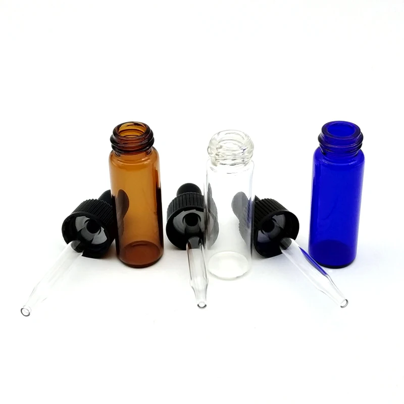 

1000pcs 4ml Perfume Sample Glass Bottle with Pure Glass Dropper Mini Clear Bottle Tubes Essential Oil Blue Vial