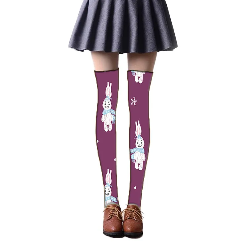 Женские летние тонкие чулки сексуальные модные Гольфы выше колена с принтом