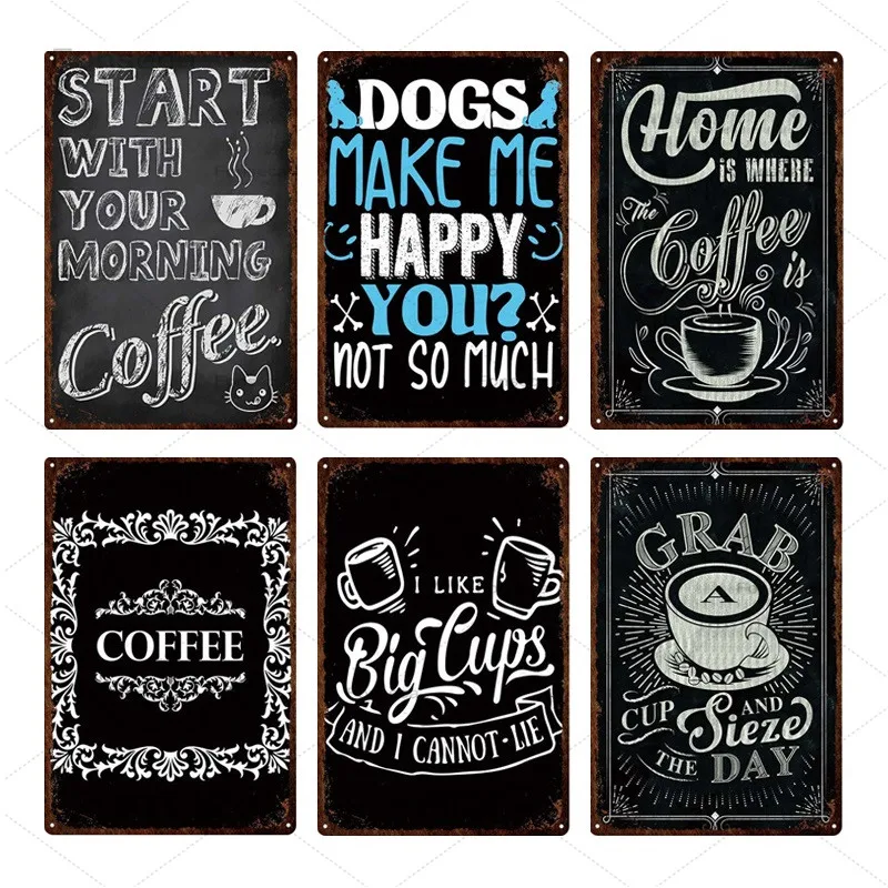 Coffee Tea Cake Metal Sign Vintage Tin Plaque Wall Decor For Bar Cafe Retro Posters Iron Paintin | Дом и сад