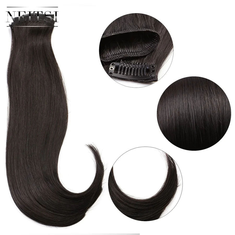 Neitsi 14 ''8 клипов 3 шт./компл. 75 г натуральный Синтетический прямой зажим для наращивания волос термостойкий для женщин темно-коричневый