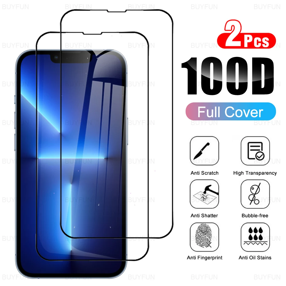 

Закаленное стекло с полным покрытием для iPhone 13 Pro Max, Защитная пленка для экрана iPhone13 Pro Max 13 Mini 13 Pro, 2 шт.