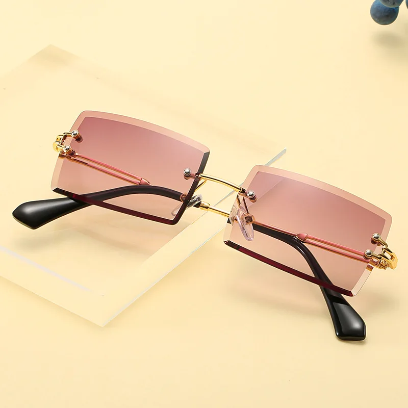 

Rimless Rectangle Sunglasses Women Men's Fashion Square Brand Glassrs Shades Male Sun Glasses 2022 Oculos de sol UV400 Eyewear