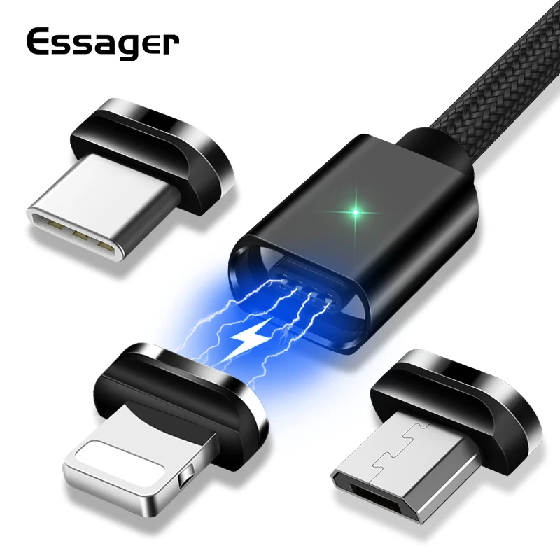Магнитный кабель Essager Micro USB Type c для iPhone 11 XR 7 iPad Xiaomi 9 Redmi Note быстрой зарядки